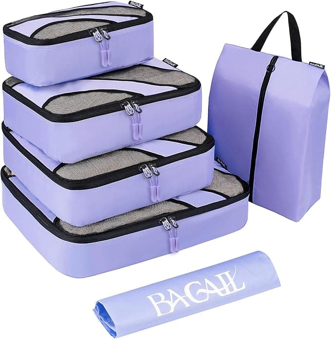 BAGAIL 6 Set Packing Cubes, Travel Luggage Packing Organizers with Laundry Bag