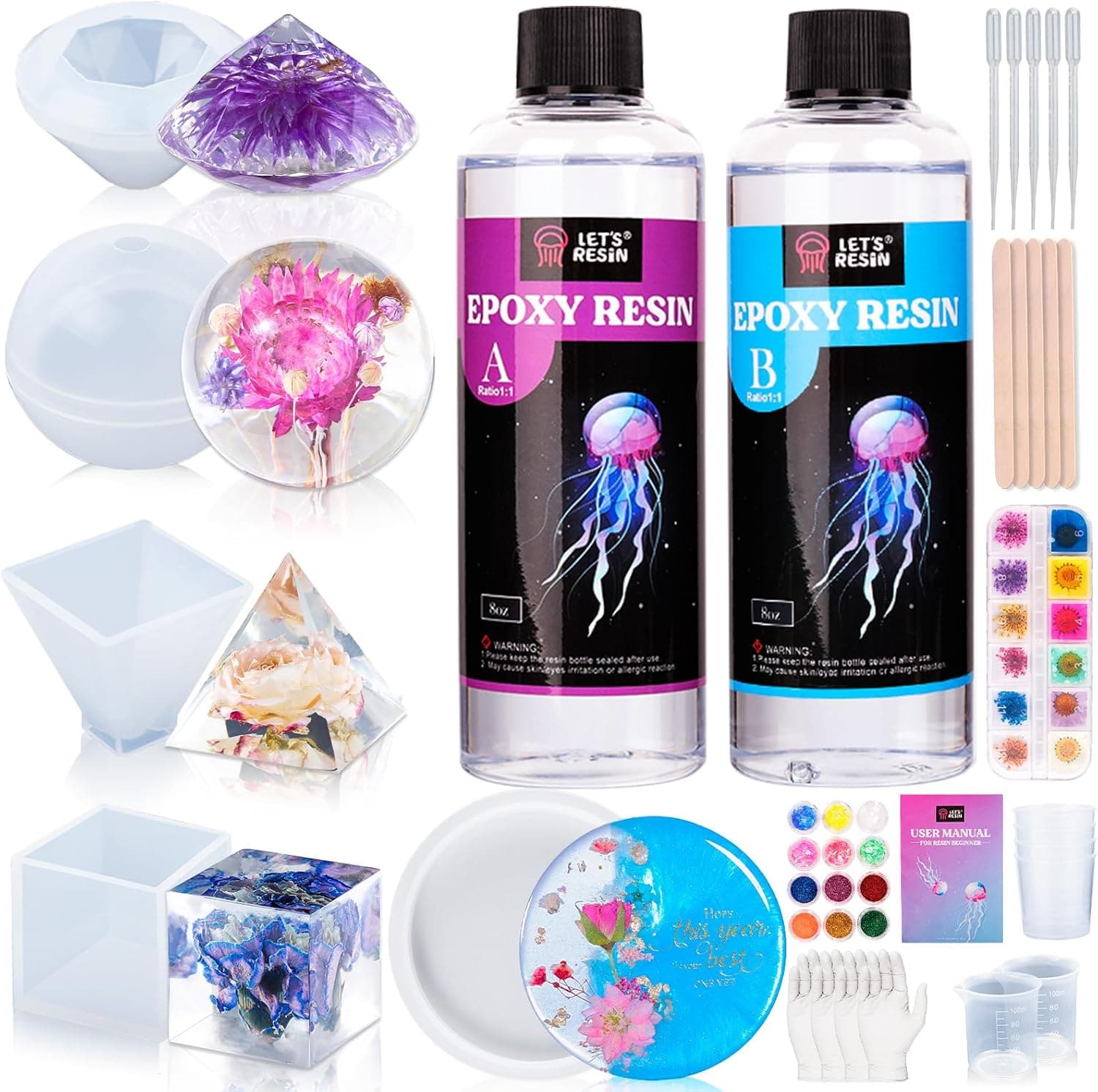 LET'S RESIN Epoxy Resin Kits and Molds Complete Set, 16oz Resin Art Kit