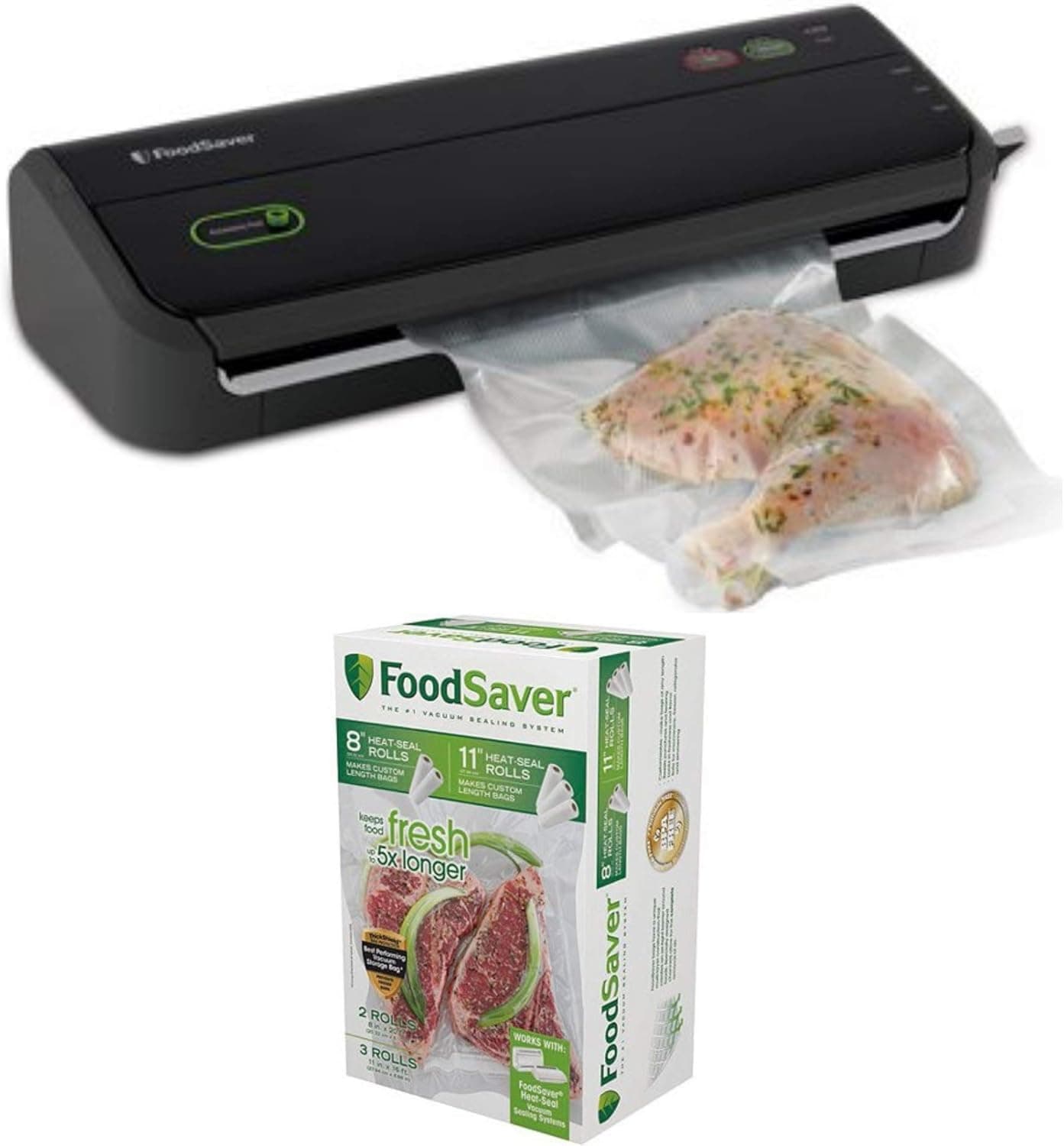 FoodSaver FM2000 Vacuum Sealer System with Starter Bag and Roll Set