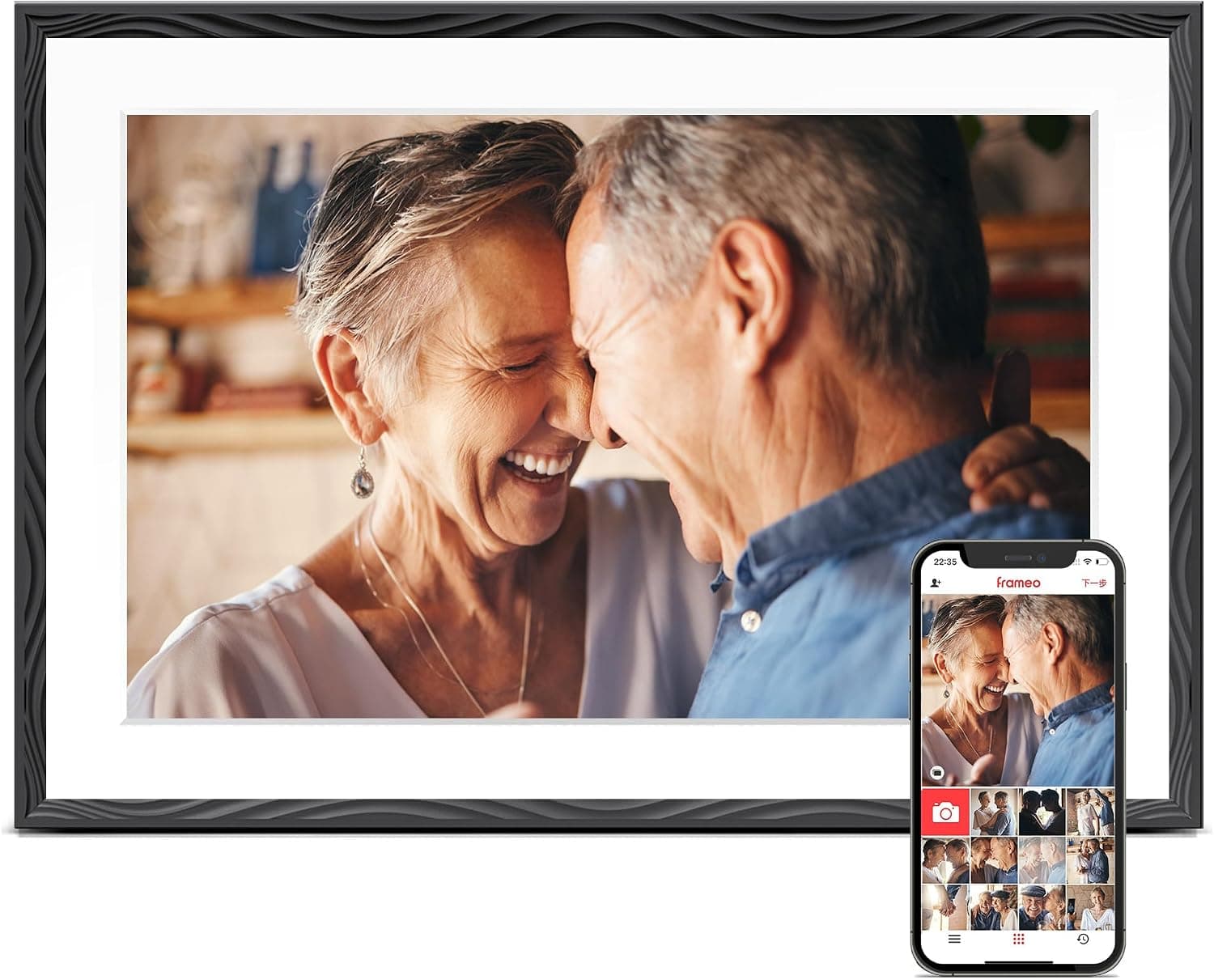 Frameo Digital Picture Frame, 10.1 in Frameo Digital Frame WiFi, 32GB, 1280x800 HD Touch Screen Digital Photo Frame, Wall Mountable, Auto-Rotate, Share Instantly