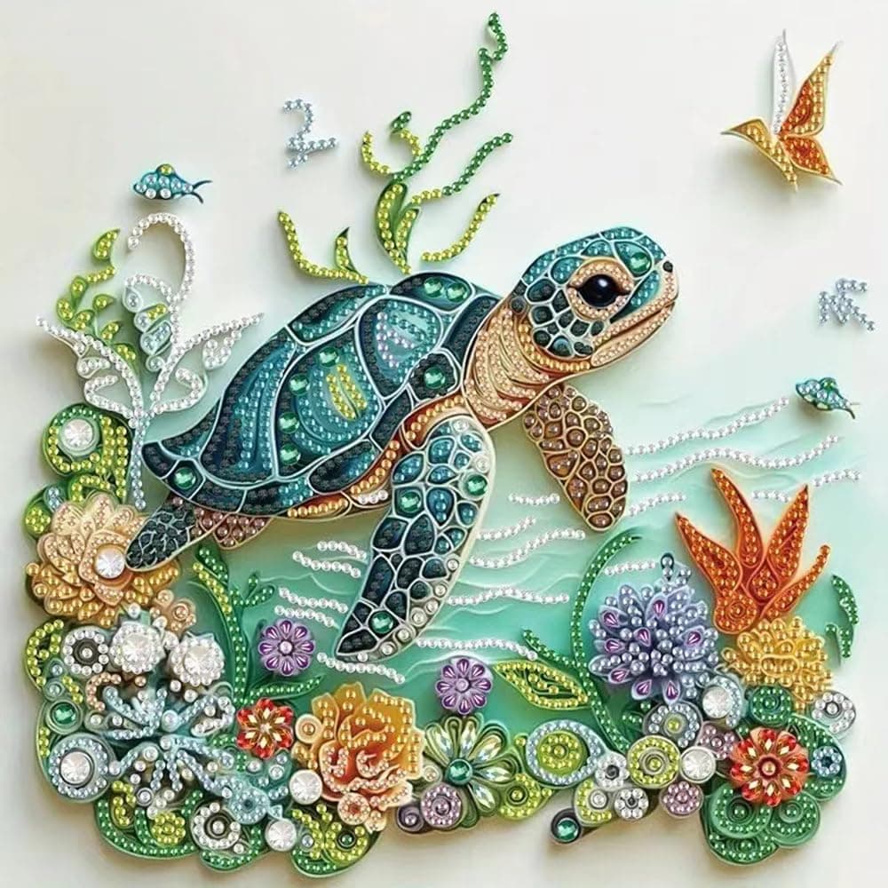 ZQEATRY Sea Turtle Special Shape Diamond Art Kit for Beginners, 11.8 x 11.8 Inches