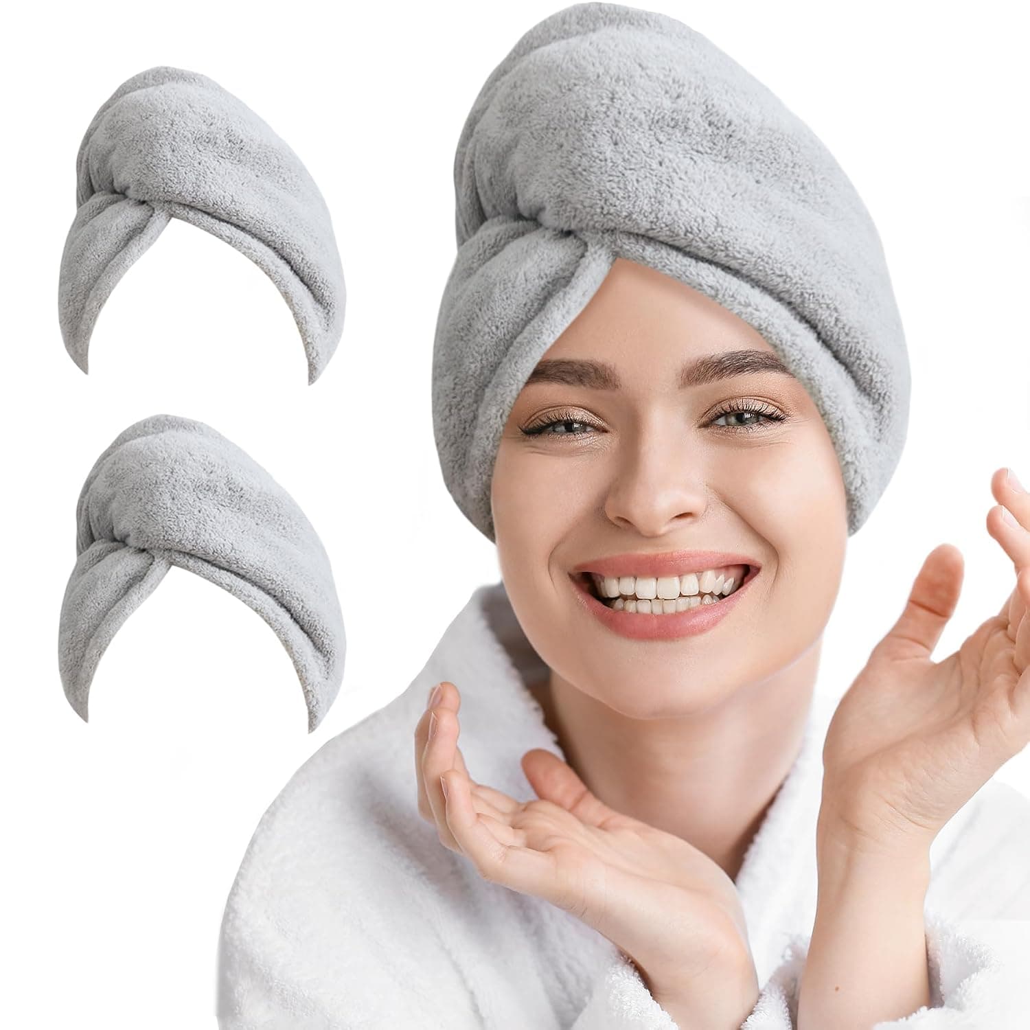 YoulerTex Microfiber Hair Towel Wrap for Women, 2 Pack 10 inch X 26 inch, Super Absorbent, Quick Dry Hair Turban for Drying Curly, Long & Thick Hair (Purple)