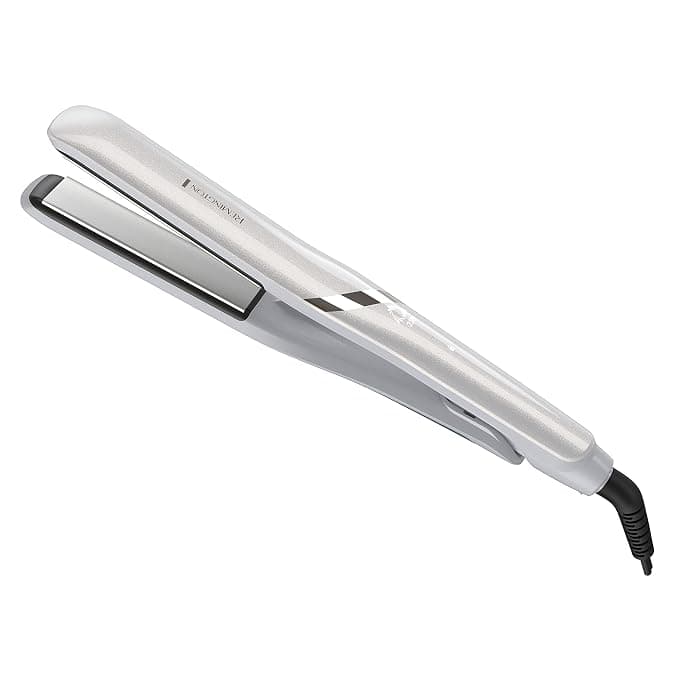 Remington PROLUXE HydraCare 1" Flat Iron / Hair Straightener with 1" Floating Plates, 450°F High Heat, Pearl White/Gray