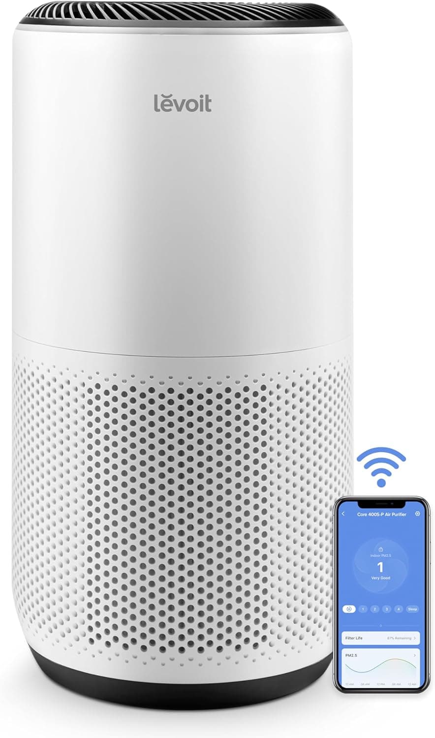 LEVOIT Core 400S-P Air Purifier for Large Rooms, HEPA Sleep Mode, Smart WiFi, Auto Mode