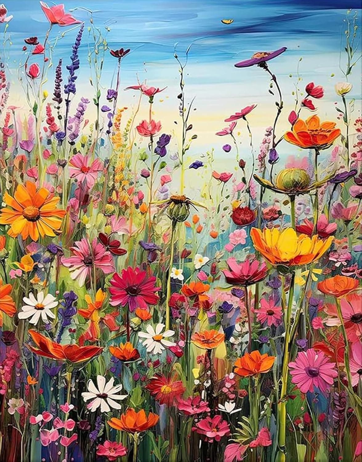 BYGFHLYW Diamond Art Painting Kit for Adults, Sea of Flowers, Full Round Drill, 12 x 16 Inches