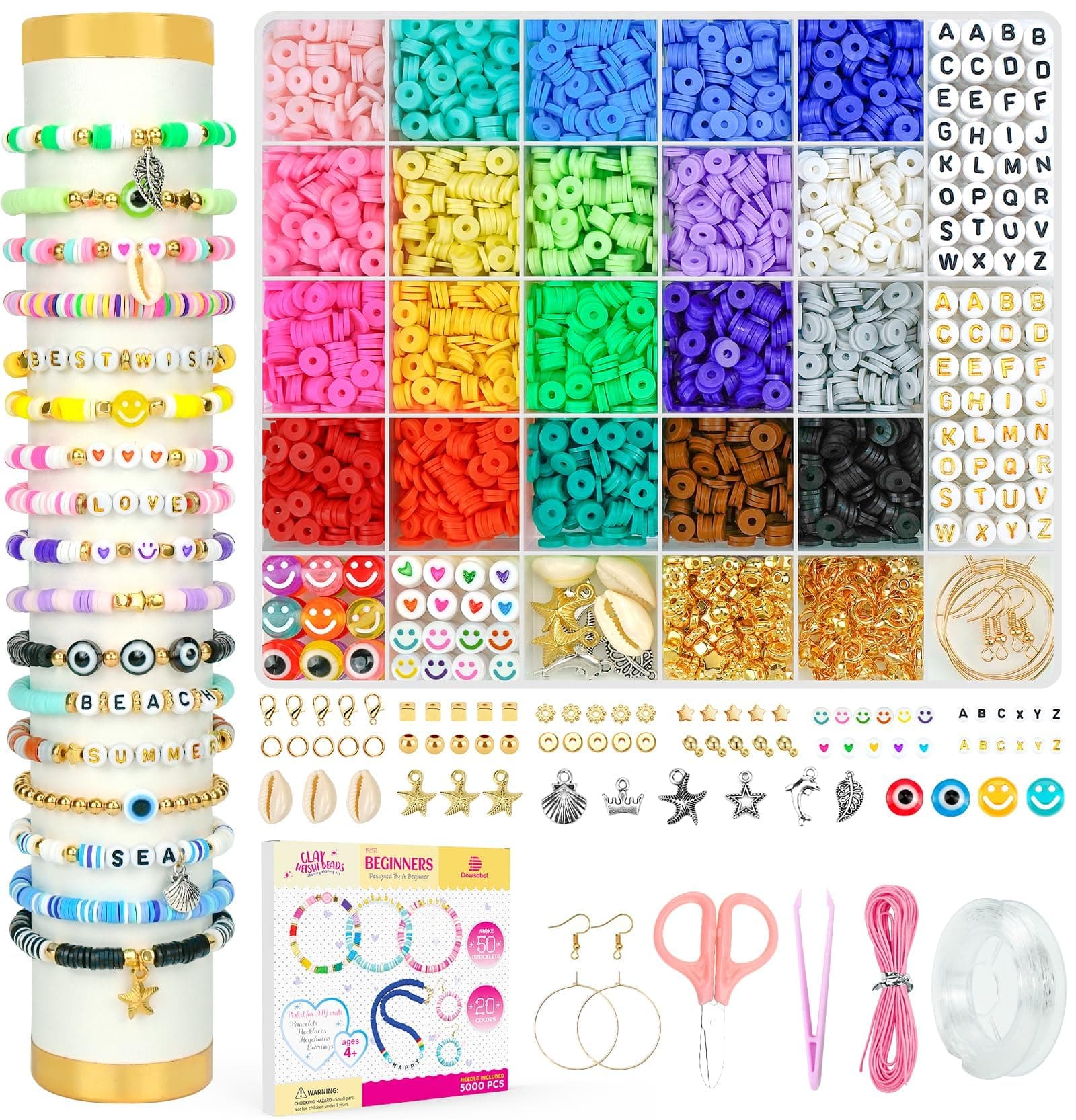 Dowsabel Clay Beads Bracelet Making Kit for Beginners, 5000 Pcs