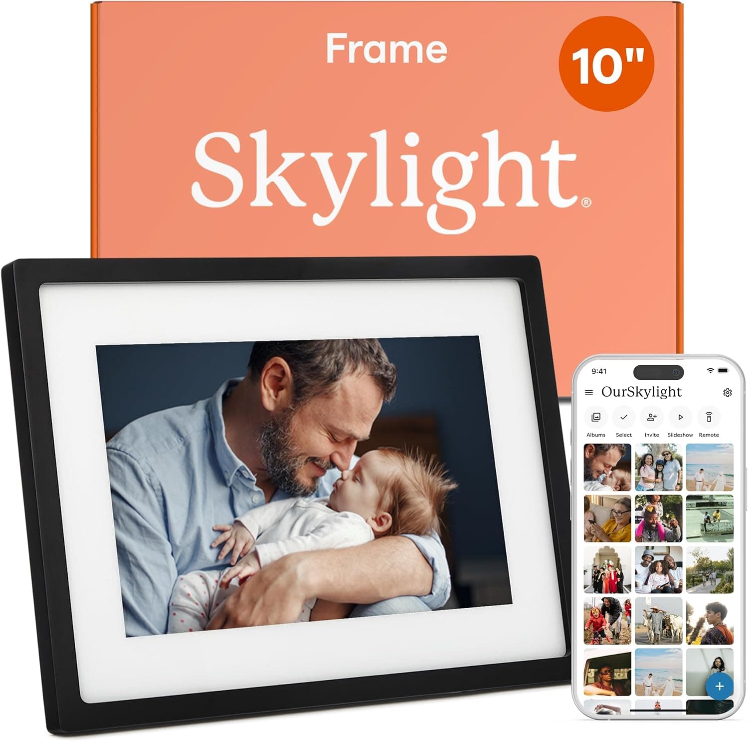 Skylight Frame, WiFi Digital Picture Frame with Customer Support, Touch Screen Digital Photo Frame with Easy Setup, Photo Gift for Parents and Grandparents, 10 Inch Black
