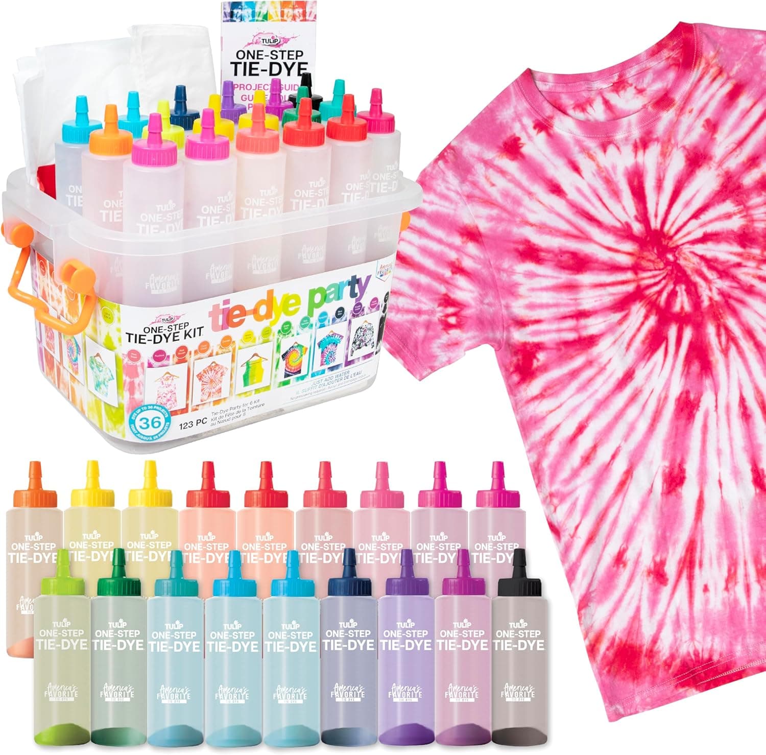 Tulip One-Step Tie Dye Kit, 18 Bottles, 14 Colors, Large Group Activity