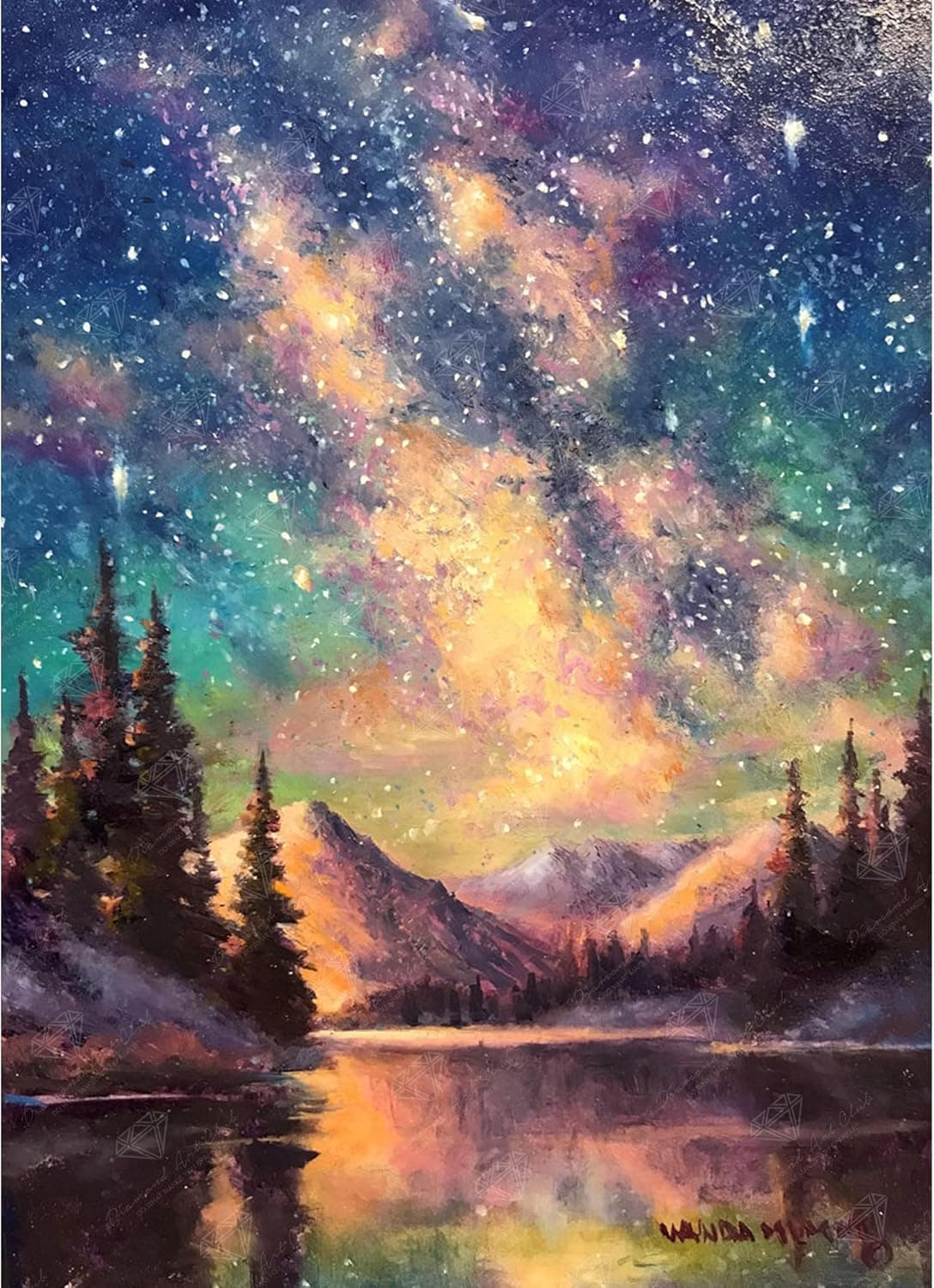 DIAMOND ART CLUB Starry Night Diamond Painting Kit, Square Diamond Art Canvas, 13 x 18 Inches