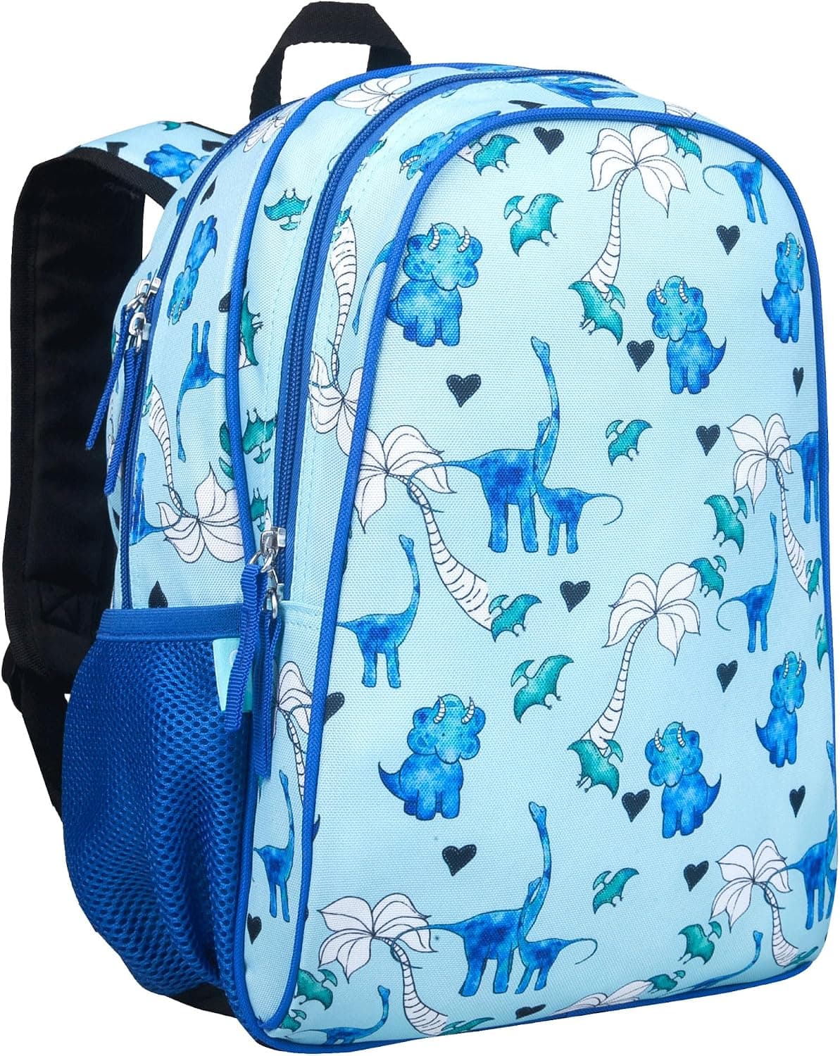 Wildkin 15 Inch Backpack for Boys and Girls, Ages 5-10, Padded Straps, Side Water Bottle Pocket, Trains Planes and Trucks
