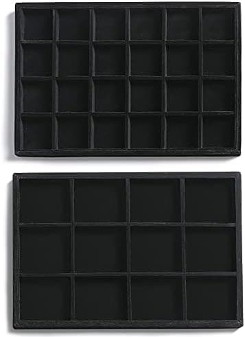 Frebeauty Stackable Velvet Jewelry Organizer Trays