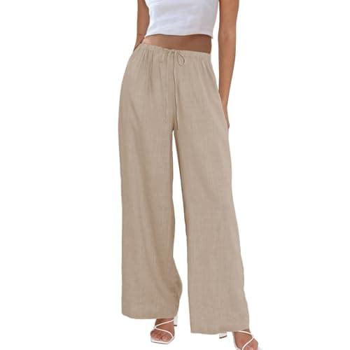 Duyang Cotton Linen Elastic Waist Palazzo Pants