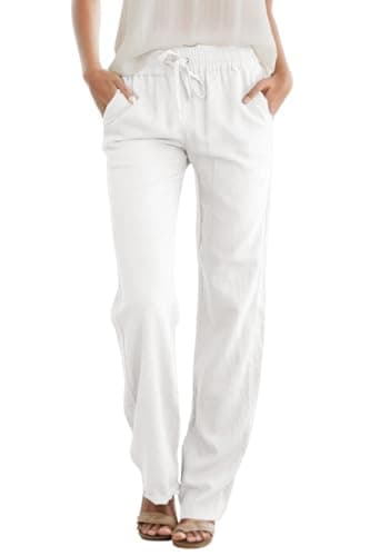 SEMARO High Waist Linen Drawstring Pants