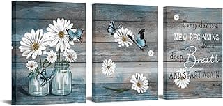 RyounoArt 3-Piece Daisy Wall Art