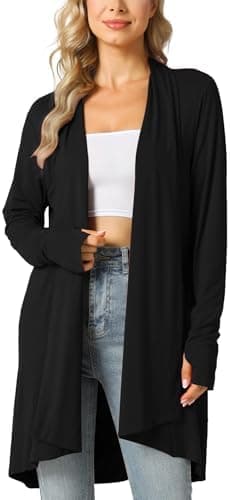 LazyCozy Lightweight Open Front Draped Cardigan