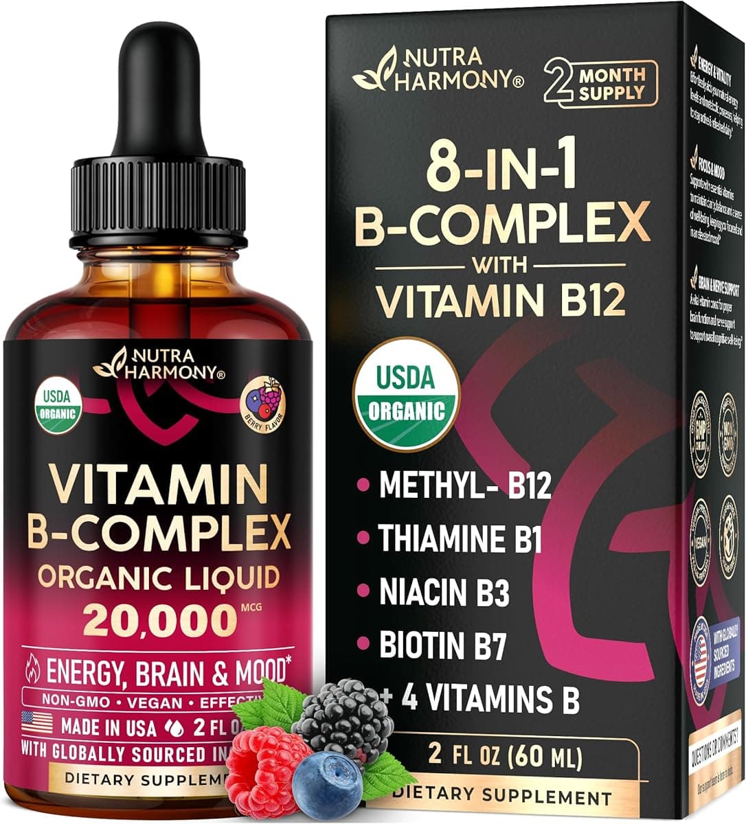 USDA Organic Vitamin B-Complex with B12 Methylcobalamin
