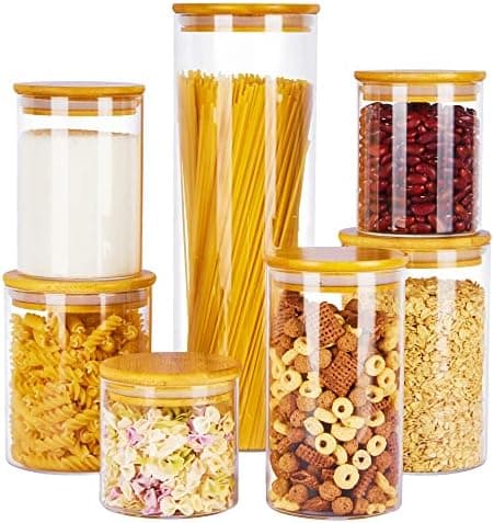 Vtopmart Glass Food Storage Jars with Airtight Bamboo Lids 7 Pack